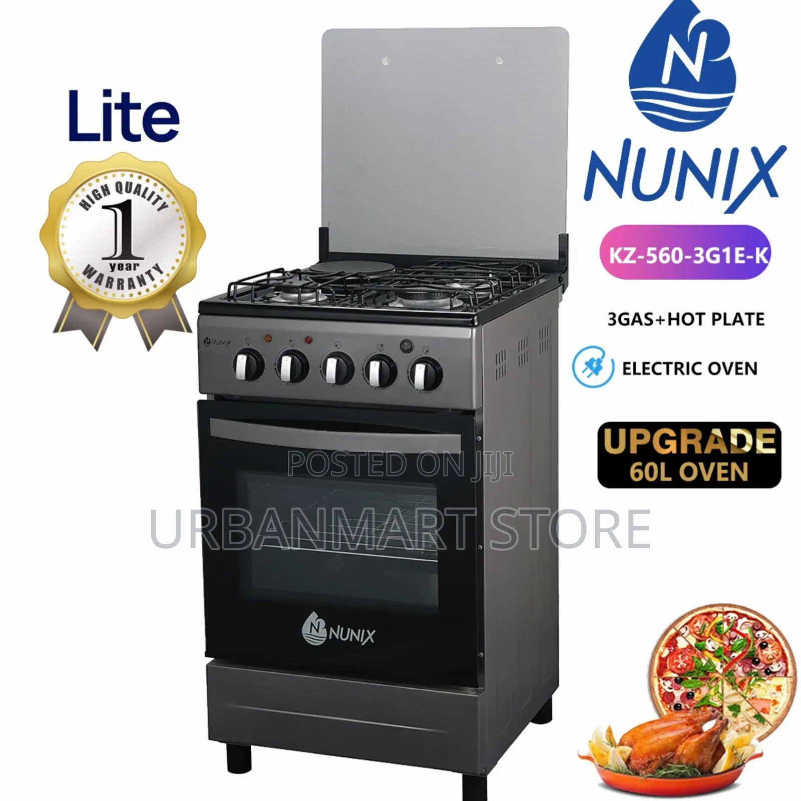 Nunix 3+1 Standing Cooker 50×55 With Oven