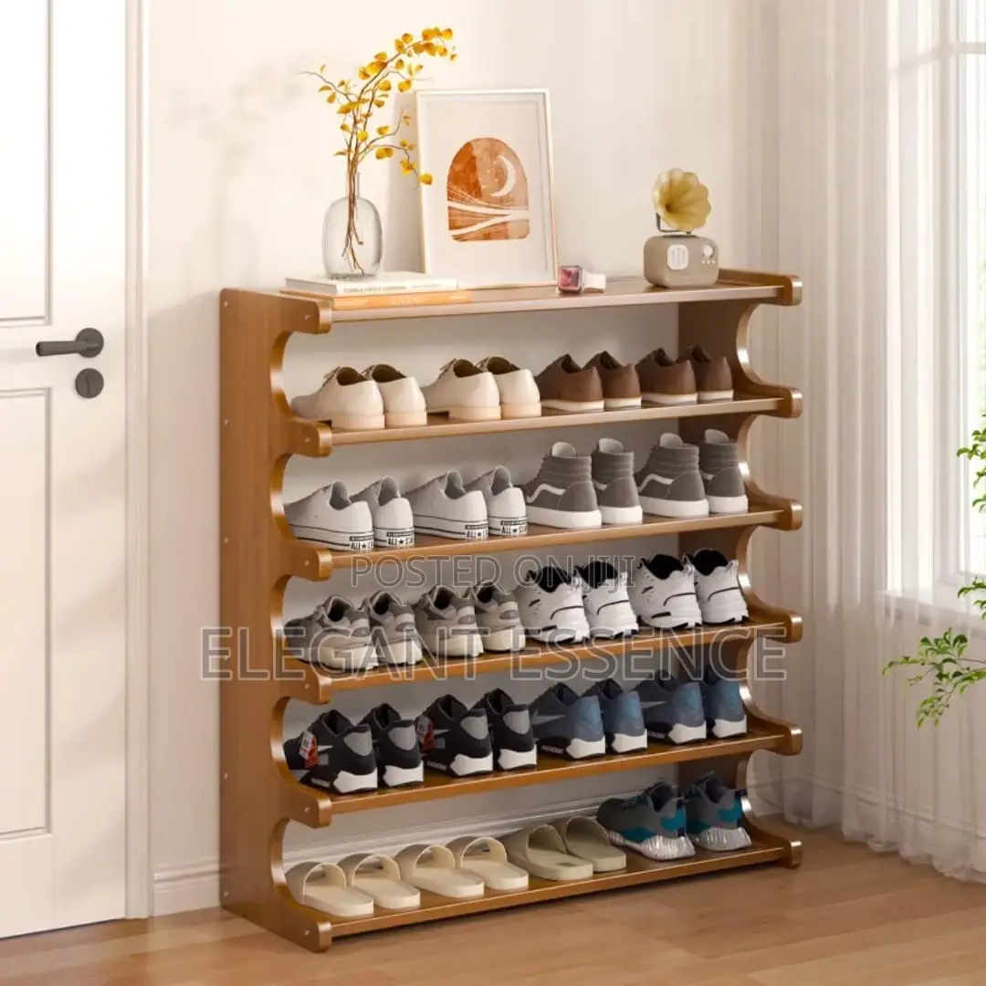 Extra Large 6 Layer Bamboo Shoe Rack Holds Upto 36pair of Shos