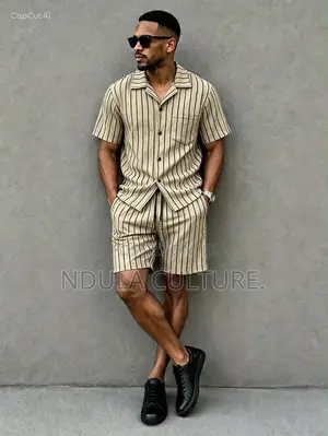 Men Vacation Two Piece Set  Shirt and Short