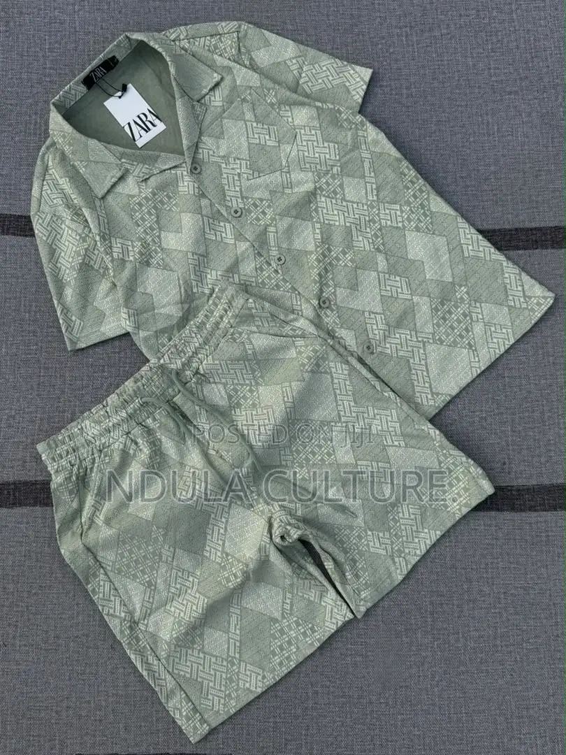 Men Vacation Two Piece Set  Shirt and Short