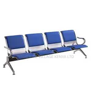 Bench; 3 Seater Blue Padded Lightweight Waiting Bench