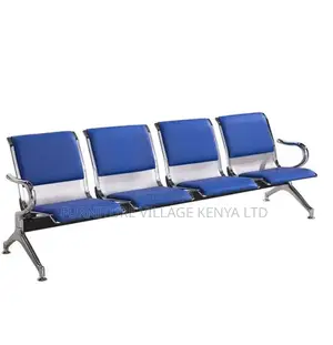 Bench; 3 Seater Blue Padded Lightweight Waiting Bench