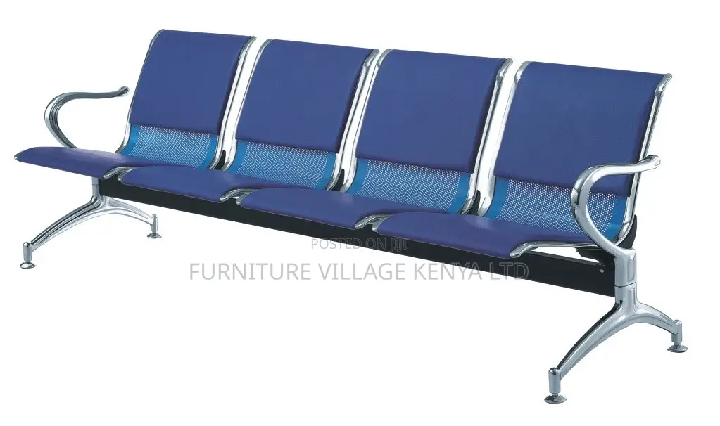 Bench; 3 Seater Blue Padded Lightweight Waiting Bench