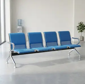 Bench; 3 Seater Blue Padded Lightweight Waiting Bench