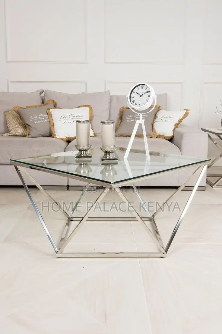 Coffee Table; Stylish Modern Center Coffee Table With Glass Top