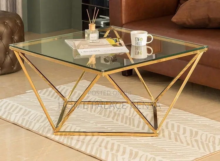 Coffee Table; Stylish Modern Center Coffee Table With Glass Top
