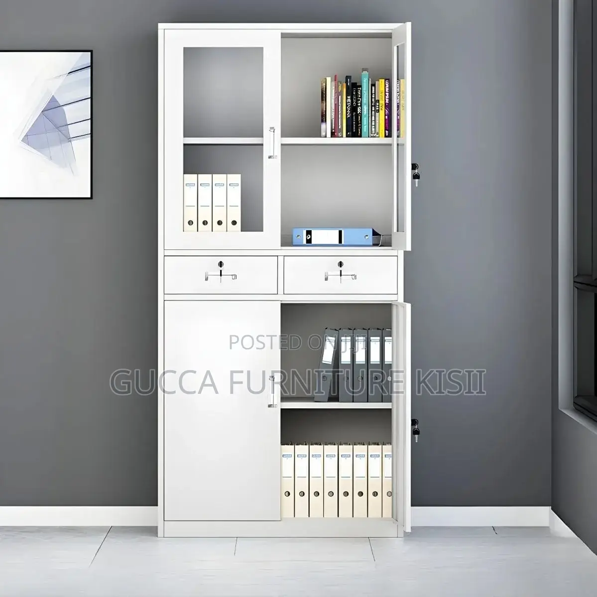 Storage Cabinet; Lockable Metallic Filing Cabinet With 2 Drawers
