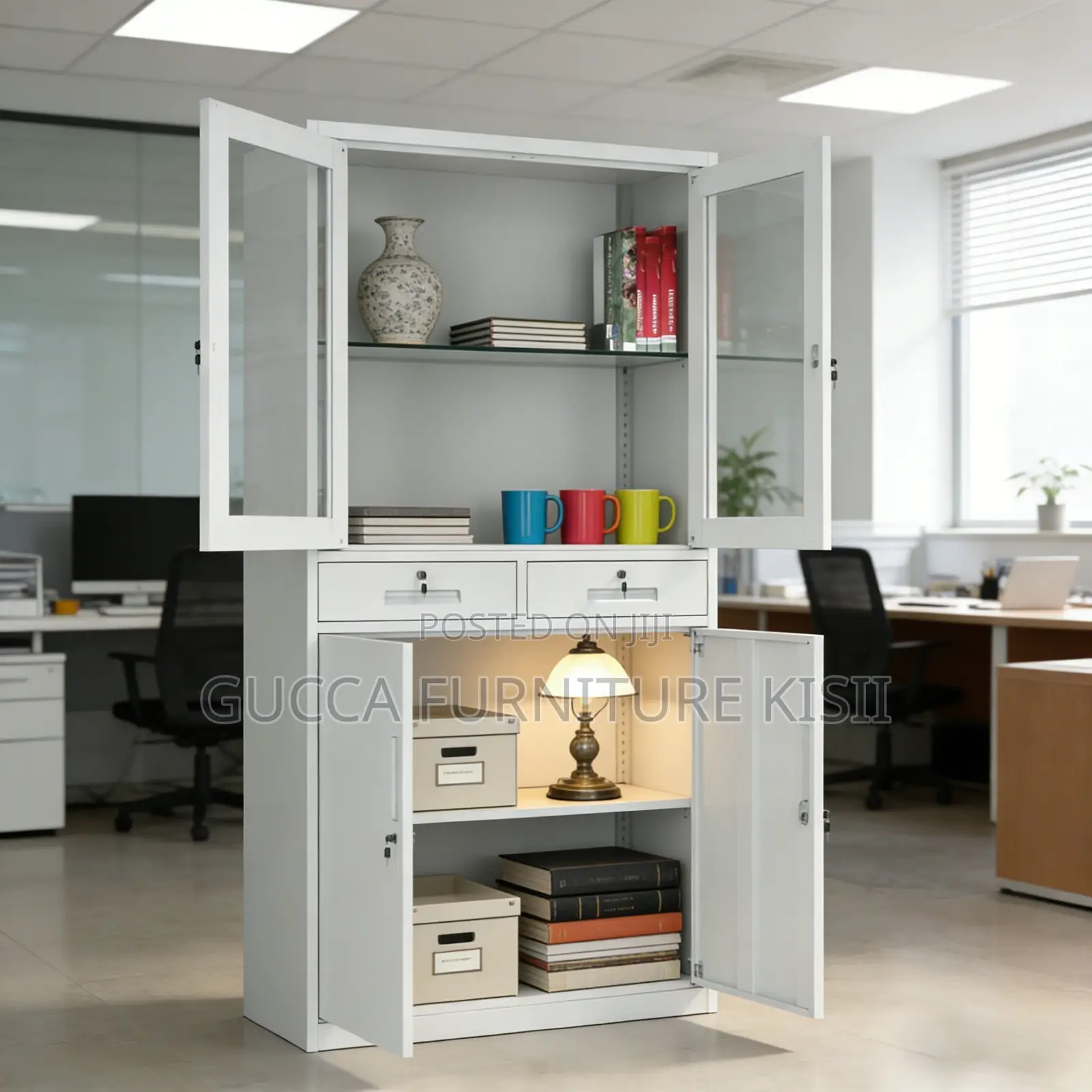 Storage Cabinet; Lockable Metallic Filing Cabinet With 2 Drawers