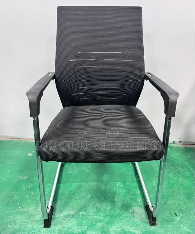 Office Chair; Black Mesh Reception Waiting Chair