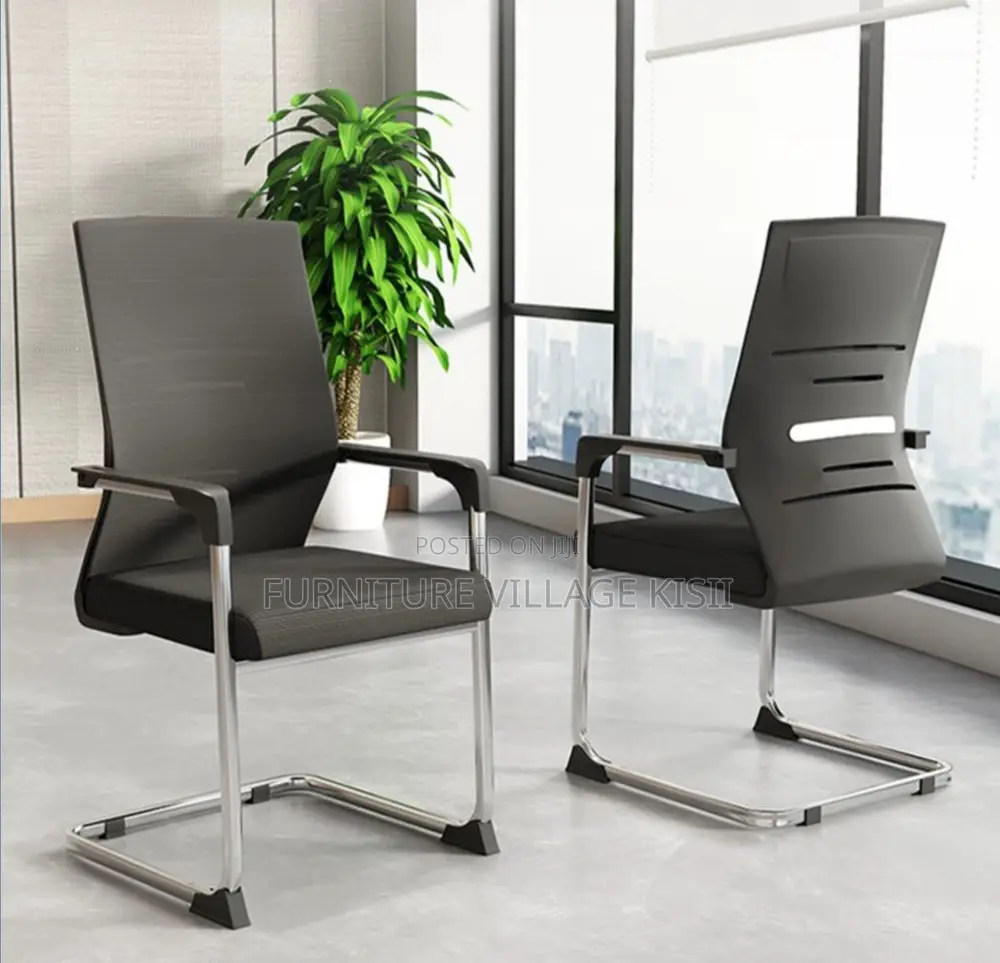 Office Chair; Black Mesh Reception Waiting Chair