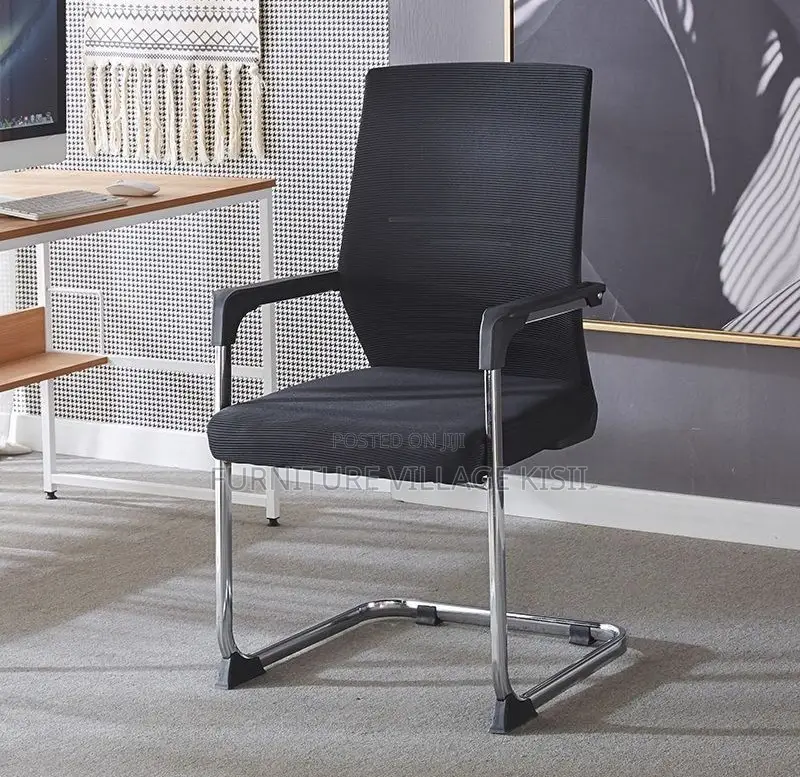 Office Chair; Black Mesh Reception Waiting Chair