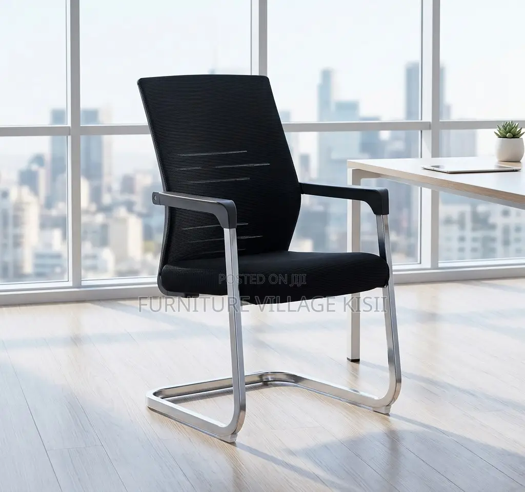 Office Chair; Black Mesh Reception Waiting Chair