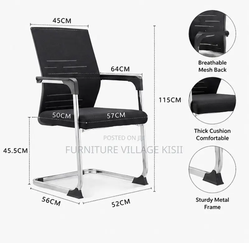 Office Chair; Black Mesh Reception Waiting Chair