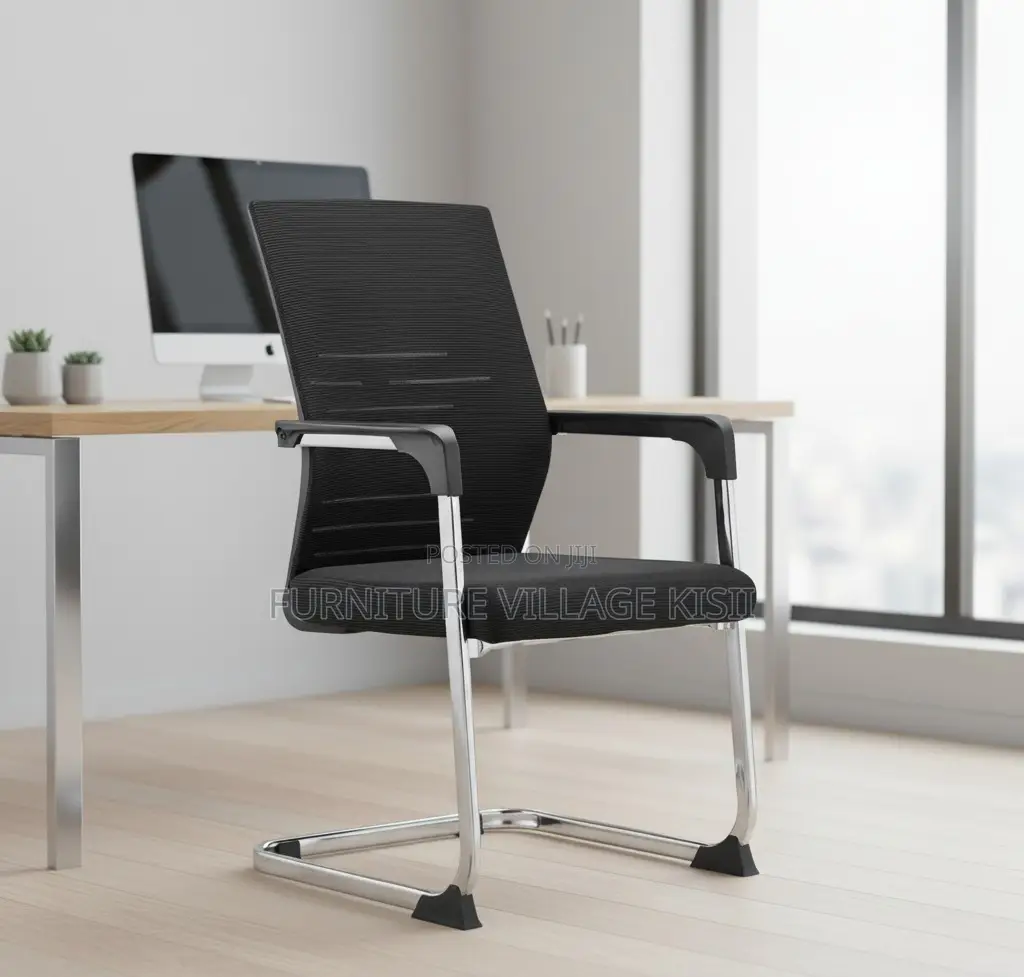 Office Chair; Black Mesh Reception Waiting Chair