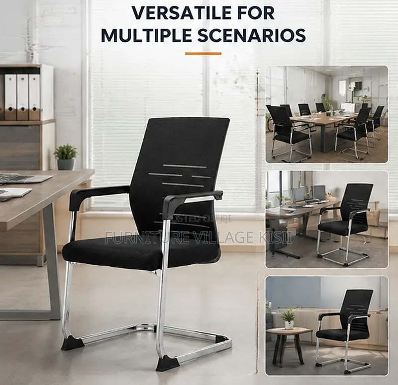 Office Chair; Black Mesh Reception Waiting Chair