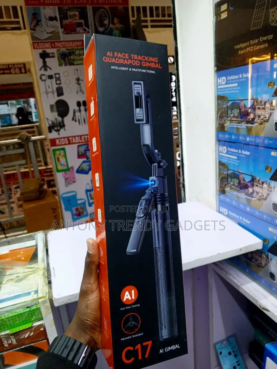 C17 AI Face Tracking Gimbal Selfie Stick Tripod With Bluetooth Remote