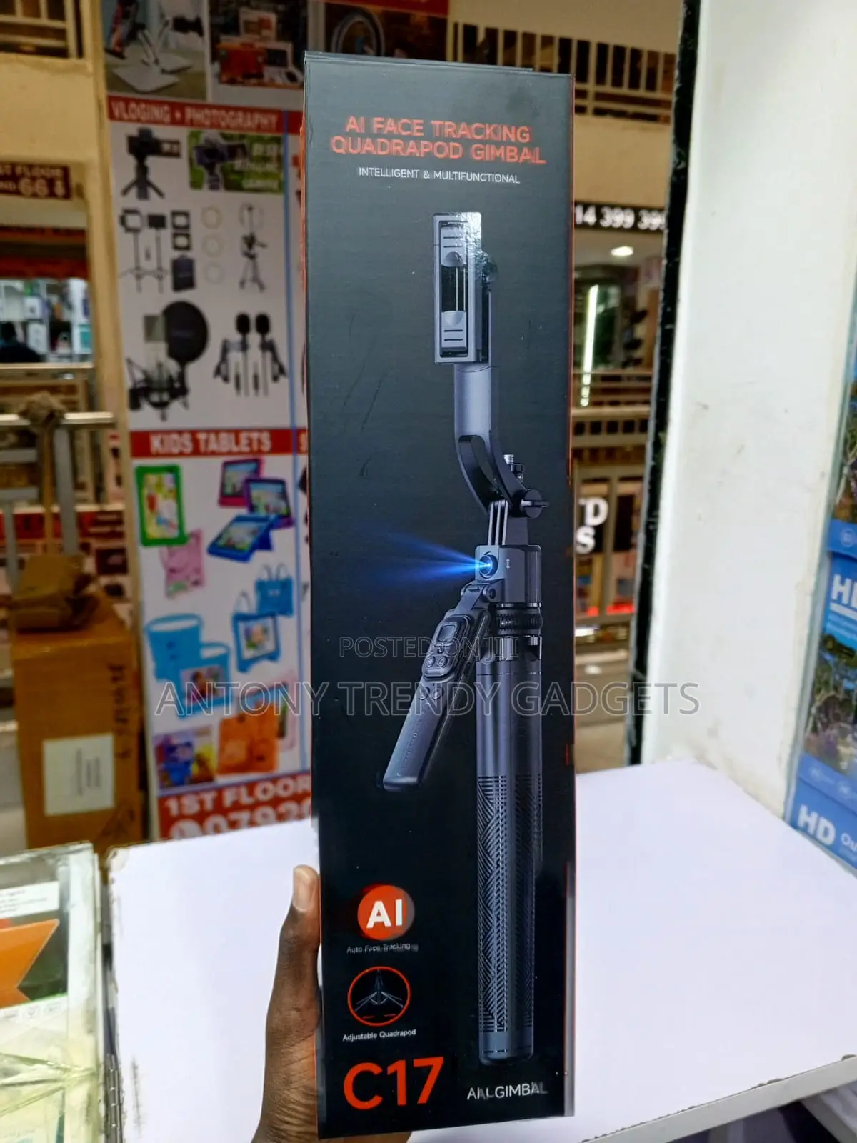 C17 AI Face Tracking Gimbal Selfie Stick Tripod With Bluetooth Remote