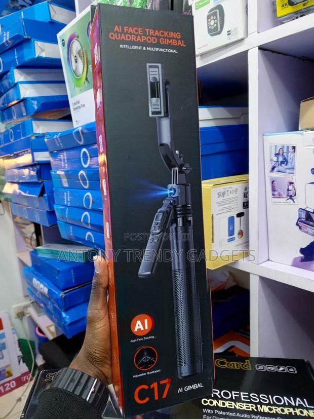 C17 AI Auto Face Tracking Phone Gimbal With Extendable Tripod & Remote