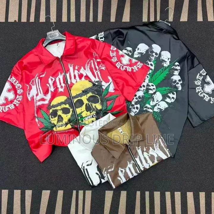 Leather Jacket With Skeleton Print