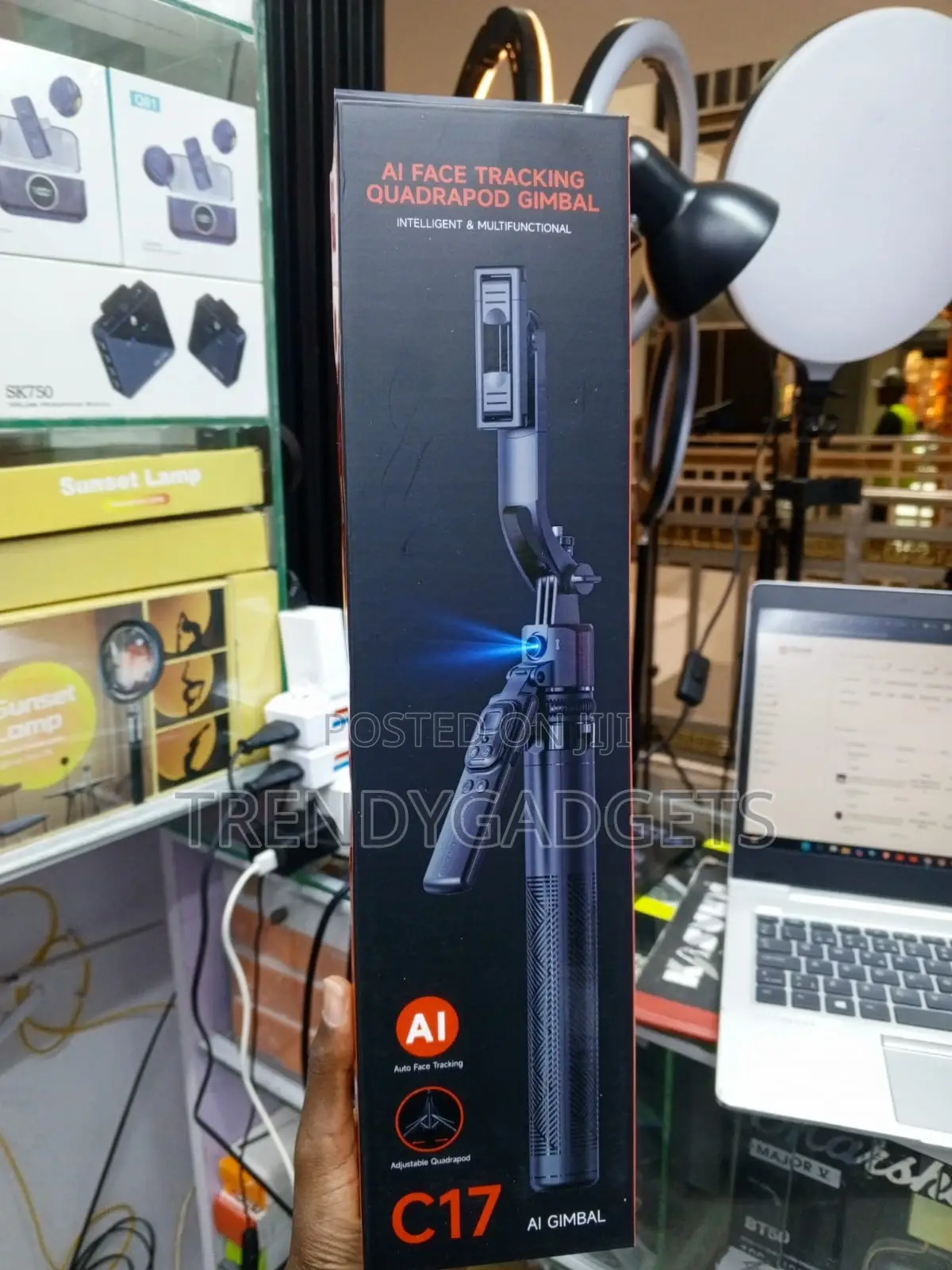 C17 AI Face Tracking Smartphone Gimbal Selfie Stick Tripod Stand
