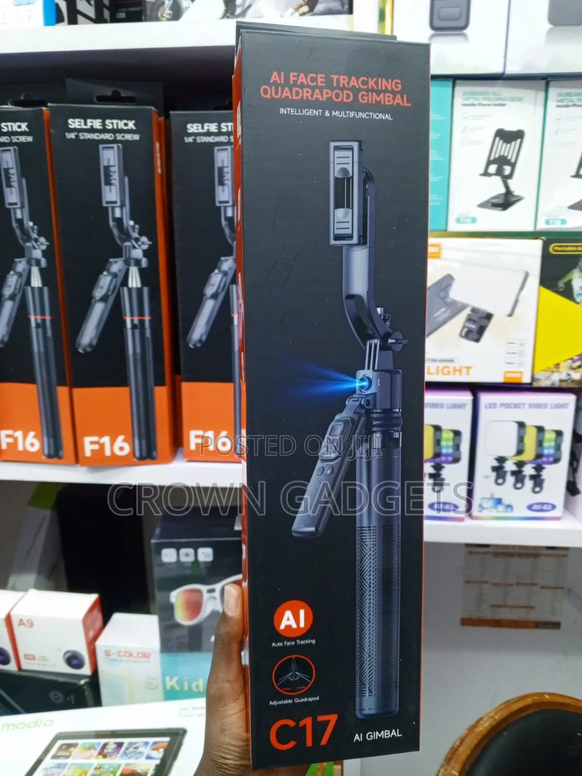 C17 AI Auto Tracking Gimbal for Phone With Bluetooth Remote & Tripod