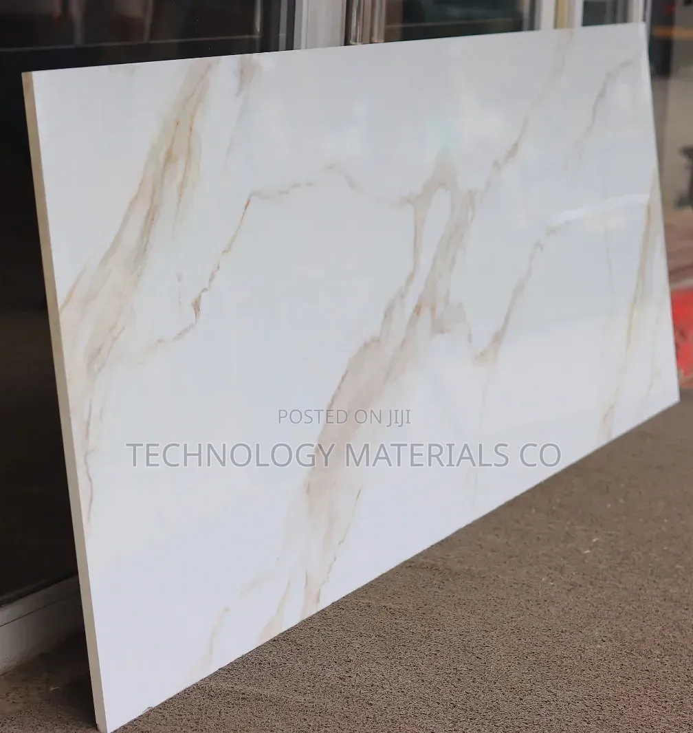 Glossy White Brown Calacatta Sintered Stone Slab 2.6M X 0.8M