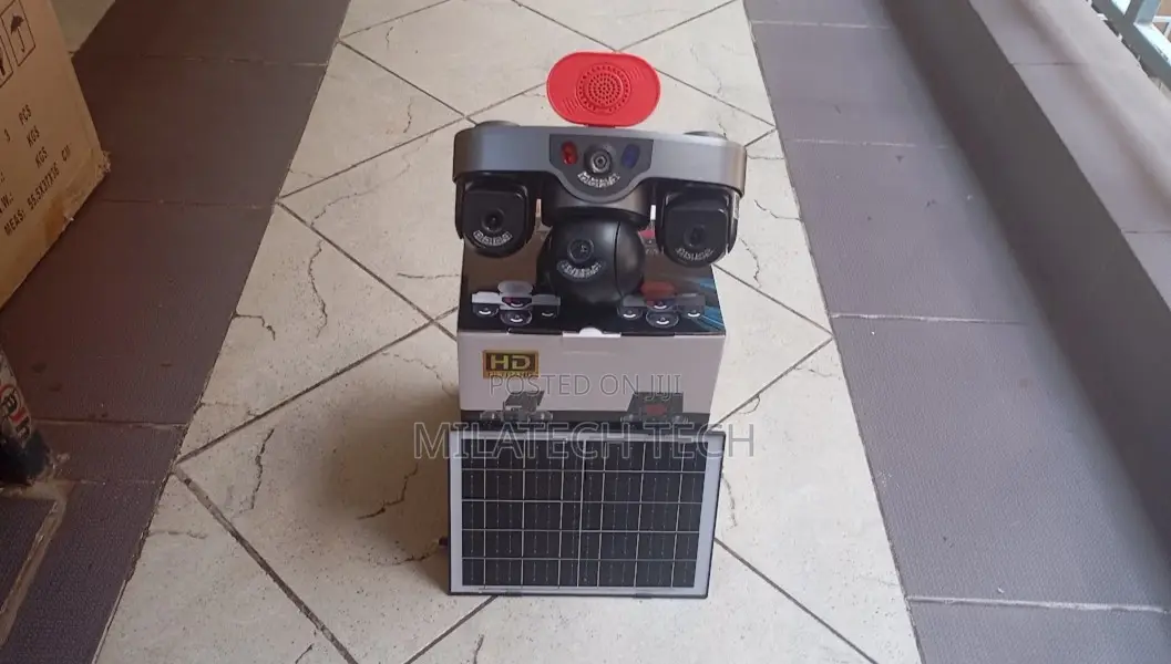 4G Solar Powered Triple Lens CCTV Camera 360° With Siren