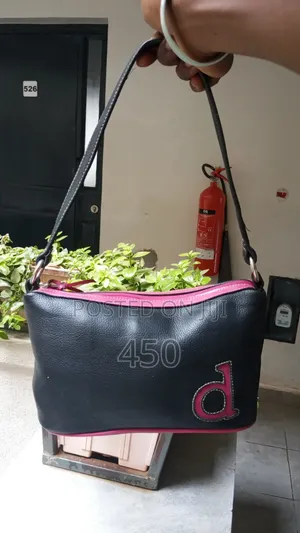 Trendy Black & Pink Letter 'D' Mini Shoulder Bag / Baguette Purse