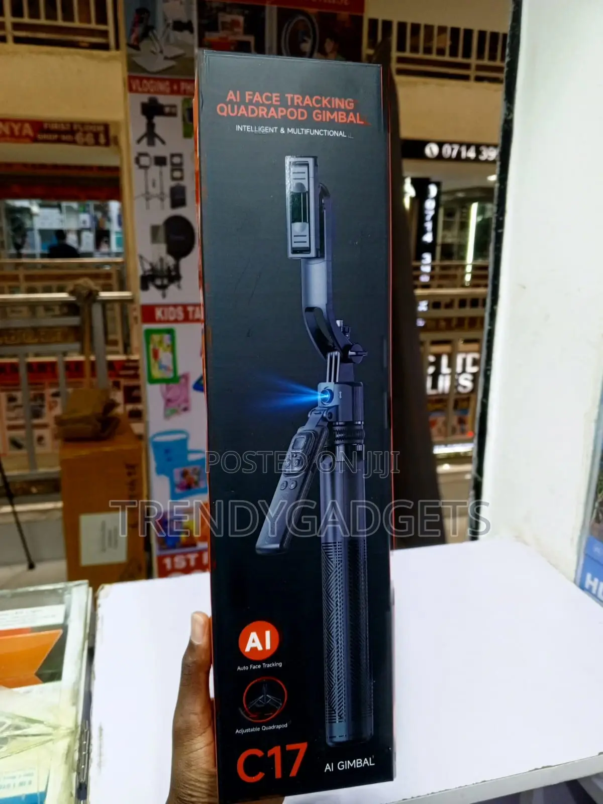 C17 Smart AI Face Tracking Selfie Stick Phone Holder With Tripod Stand
