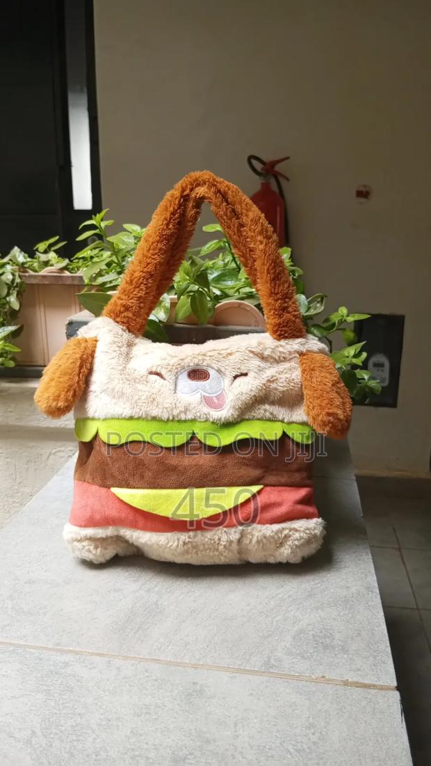 Cute Plush Dog Burger Handbag / Novelty Fluffy Tote