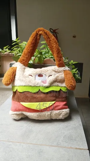 Cute Plush Dog Burger Handbag / Novelty Fluffy Tote