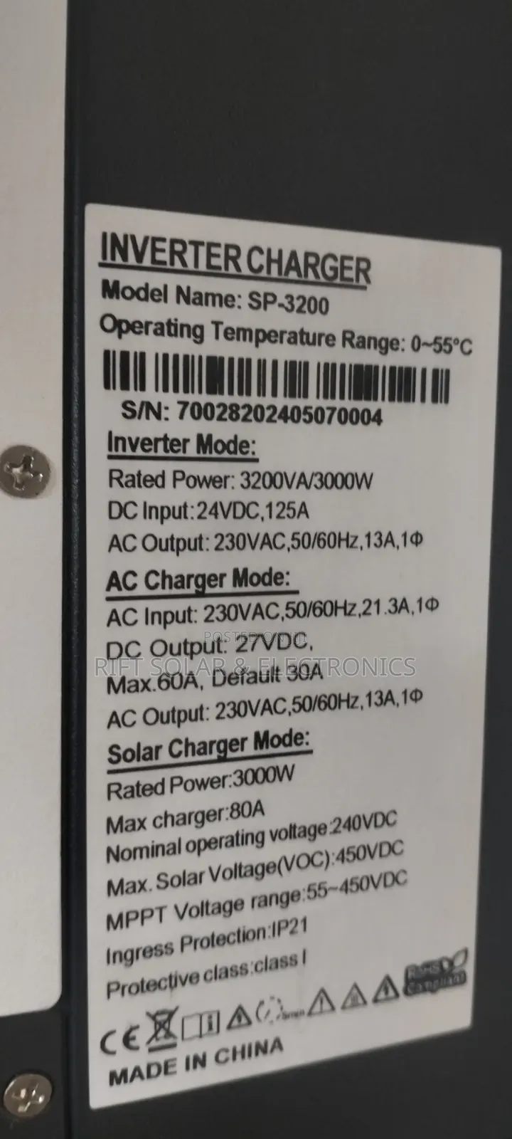 Amizar 3.2kva - 24v Hybrid MPPT 80A and 450 VOC