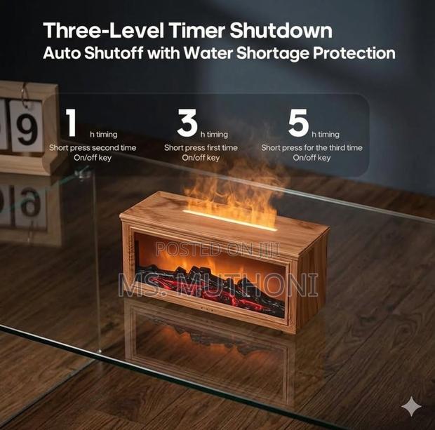 Wood-Grain Fireplace Flame Effect Essential Oil Diffuser / Humidifier - thumbnail 4