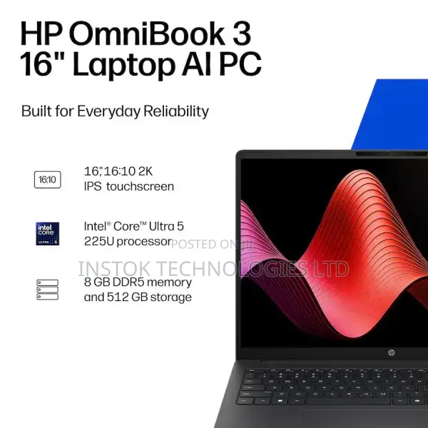 New Laptop HP OmniBook 5 16" 8GB Intel Core Ultra 5 SSD 512GB