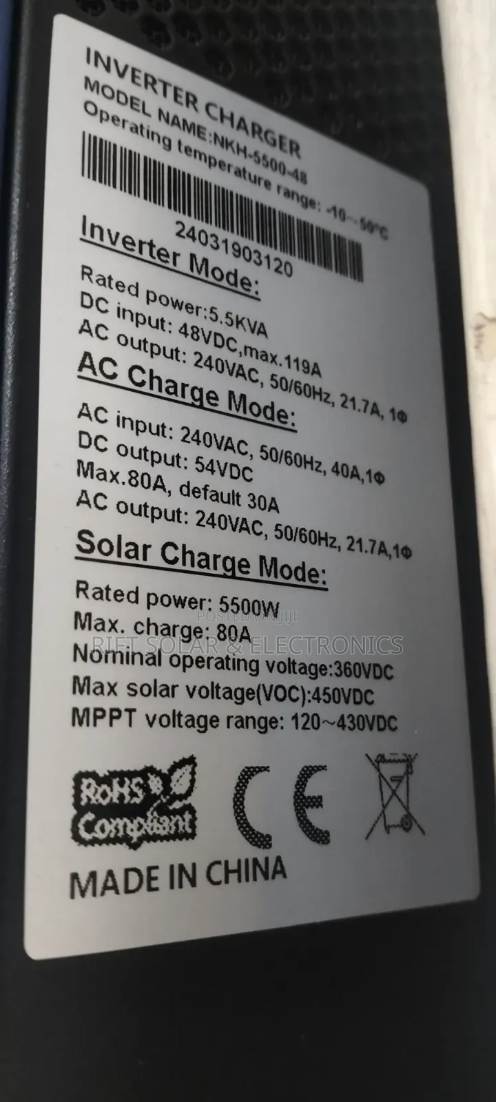 Solarmax 5kva - 24v Hybrid Inverter 80A MPPT Inbuilt Controller