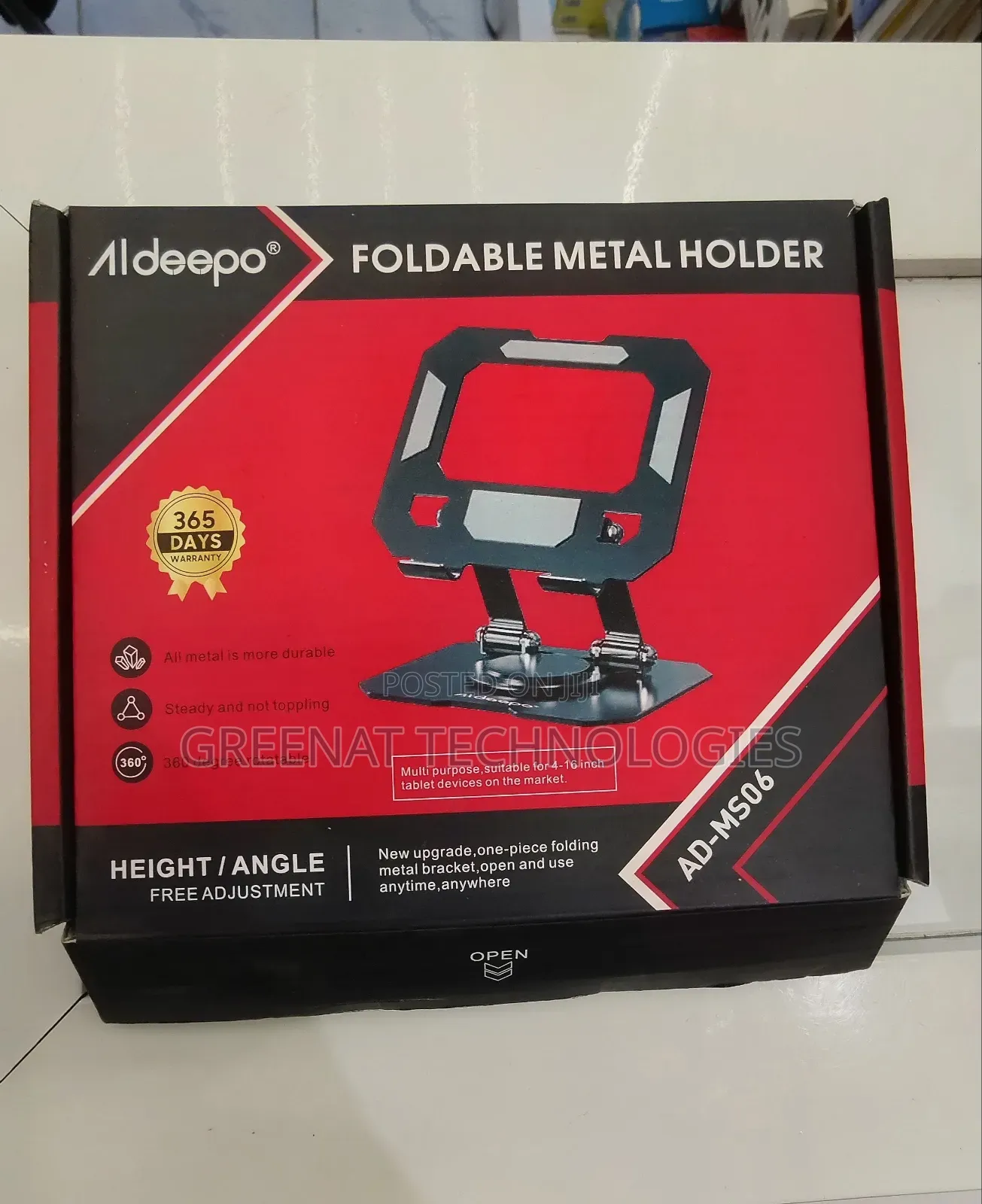 Aldeepo AD-MS06 Foldable Metal Holder - 360° Rotatable Tablet Stand