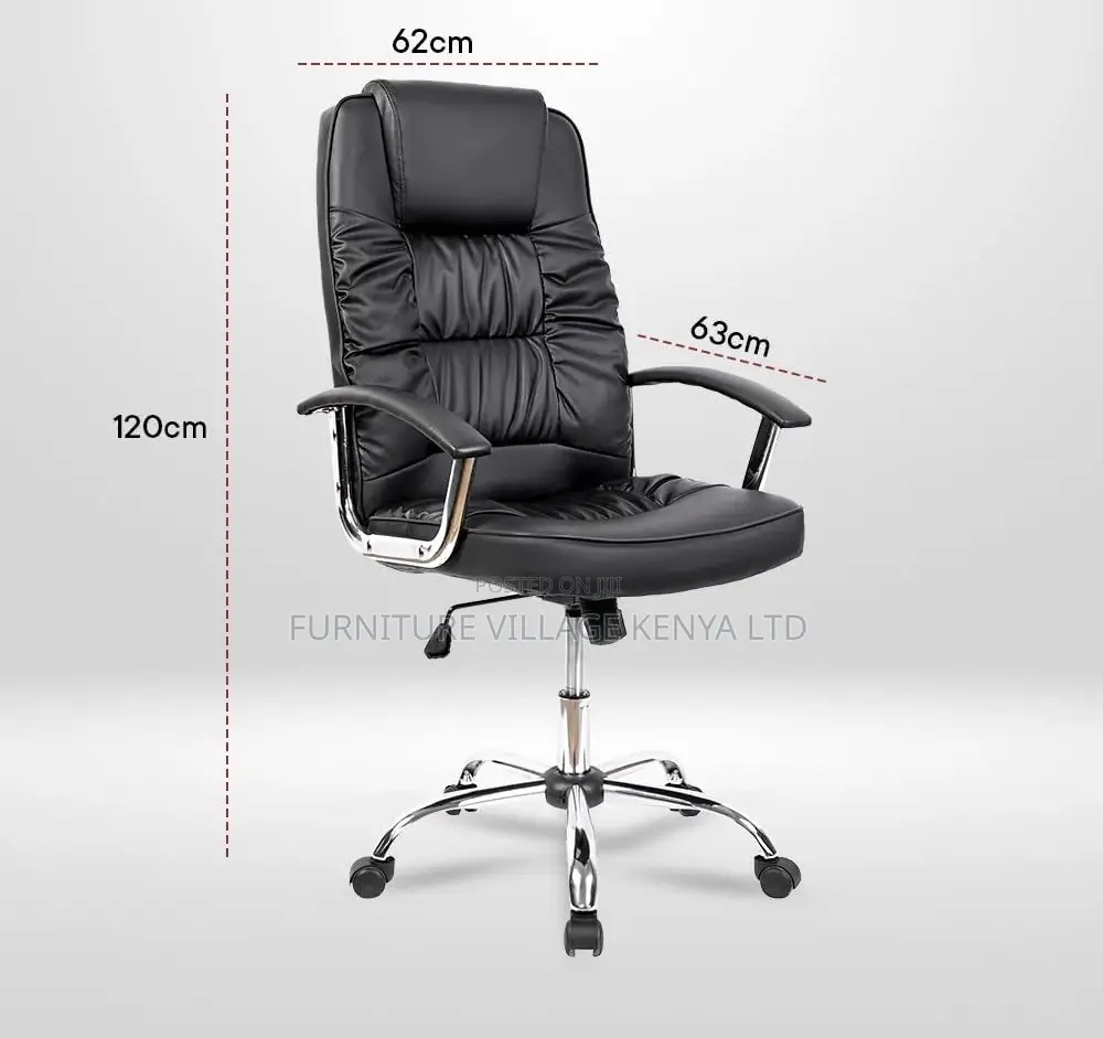 Office Chair; Swivel Black Leather Office Work Seat