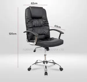 Office Chair; Swivel Black Leather Office Work Seat
