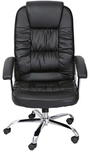 Office Chair; Swivel Black Leather Office Work Seat