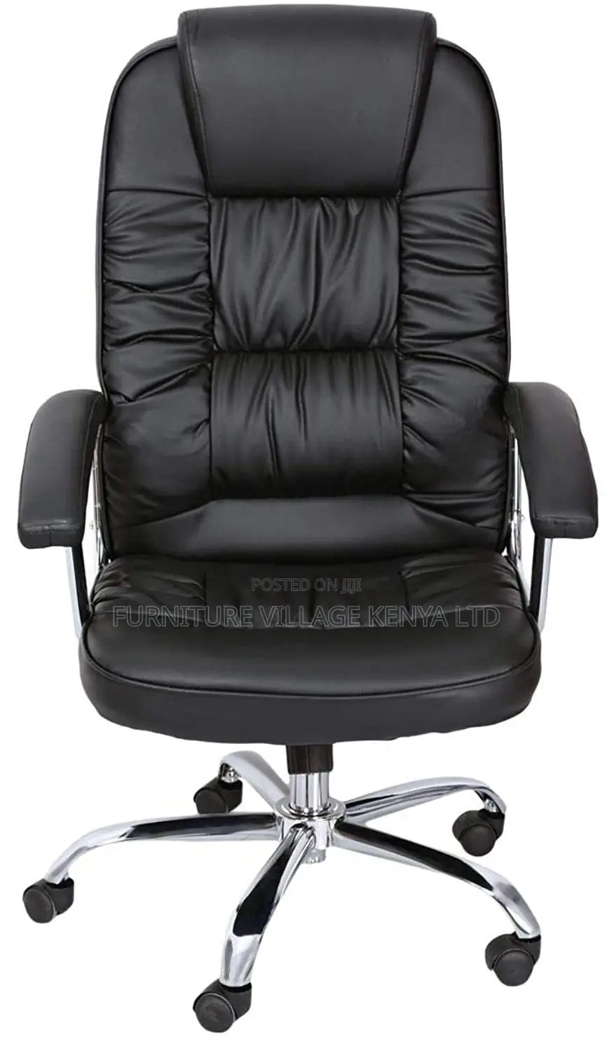 Office Chair; Swivel Black Leather Office Work Seat