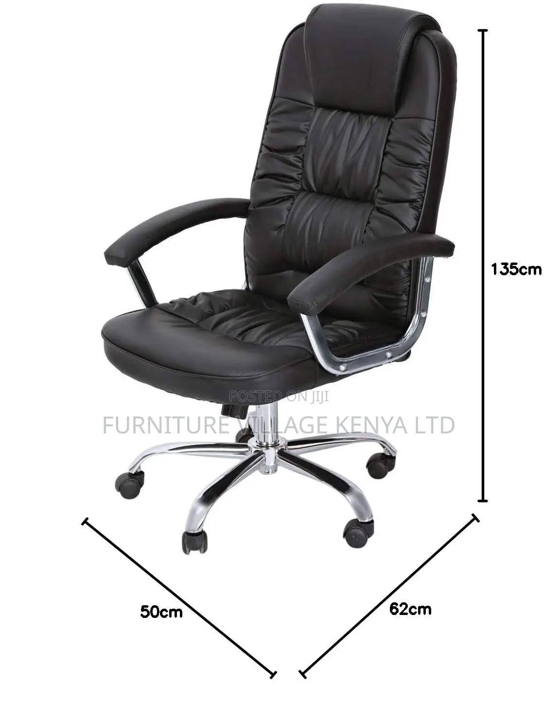 Office Chair; Swivel Black Leather Office Work Seat