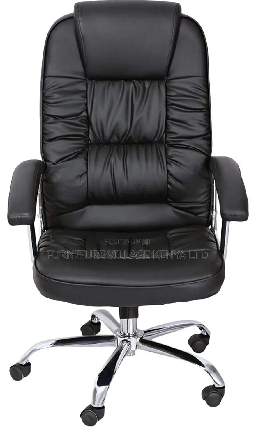 Office Chair; Swivel Black Leather Office Work Seat