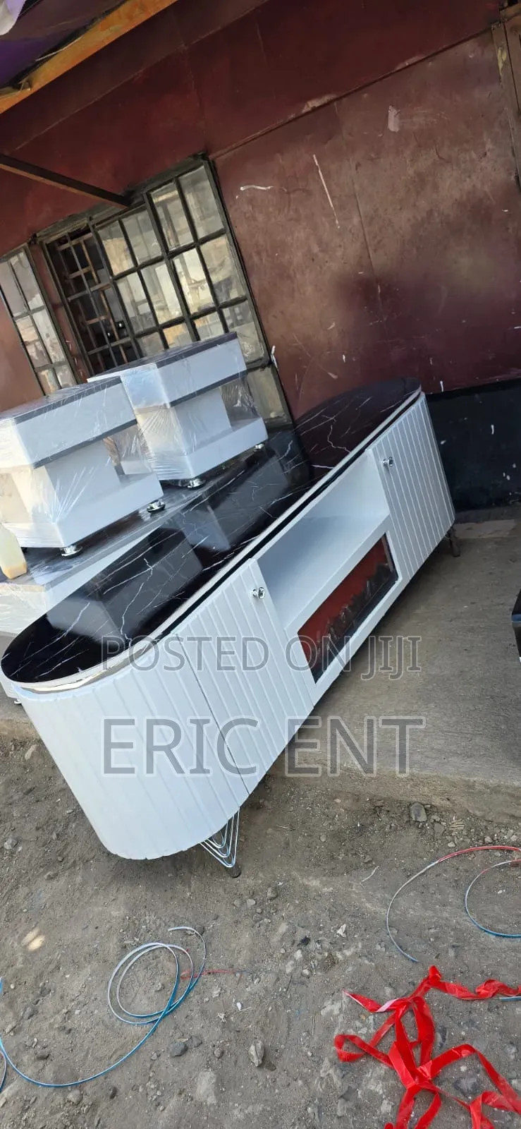 Modern Executive TV Stand With  a Functional Fire Place