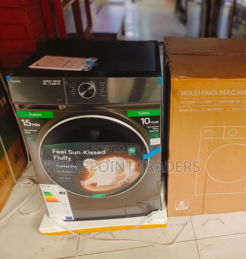 Syinix 10kg/7kg Washer & Dryer – Smart Laundry Solution