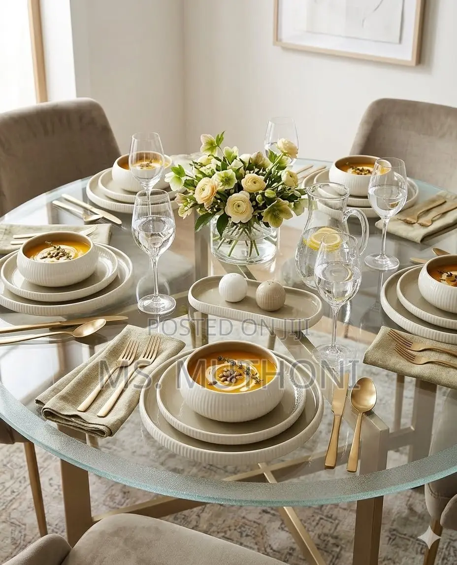 Ribbed European Double Glaze Porcelain  27 PCS Dinner Set