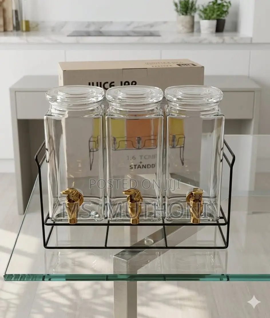 3 Tub Glass Juice Dispenser Set (1.6L Each )