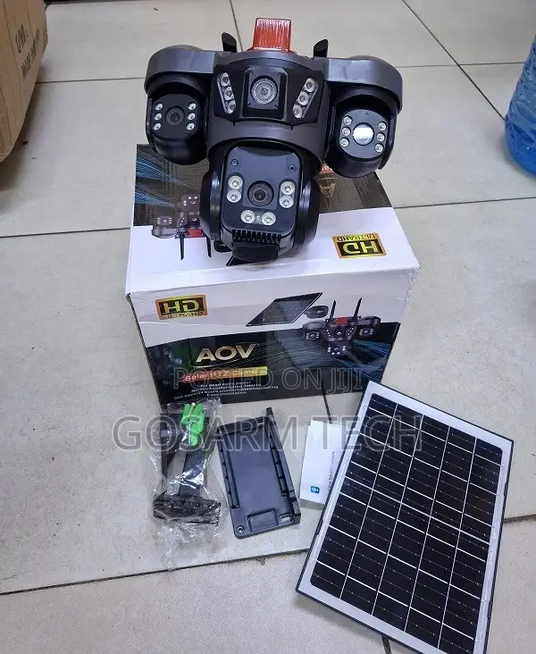 V380 4G Triple Lens Solar Powered Alarm Siren and Strobe Light