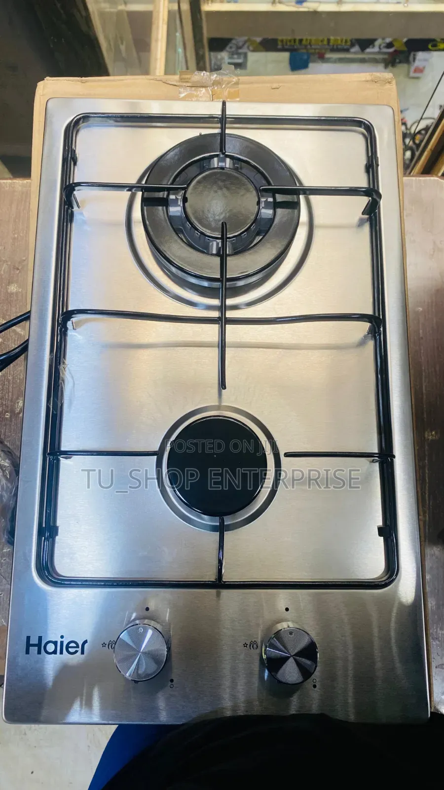 Haier 2-Burner Stainless Steel Gas Hob With Wok Burner & Gas