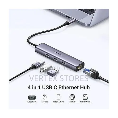 Ugreen Cm475 USB 3.0-to 3*USB Hub + Gigabit Converter