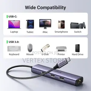 Ugreen Cm475 USB 3.0-to 3*USB Hub + Gigabit Converter